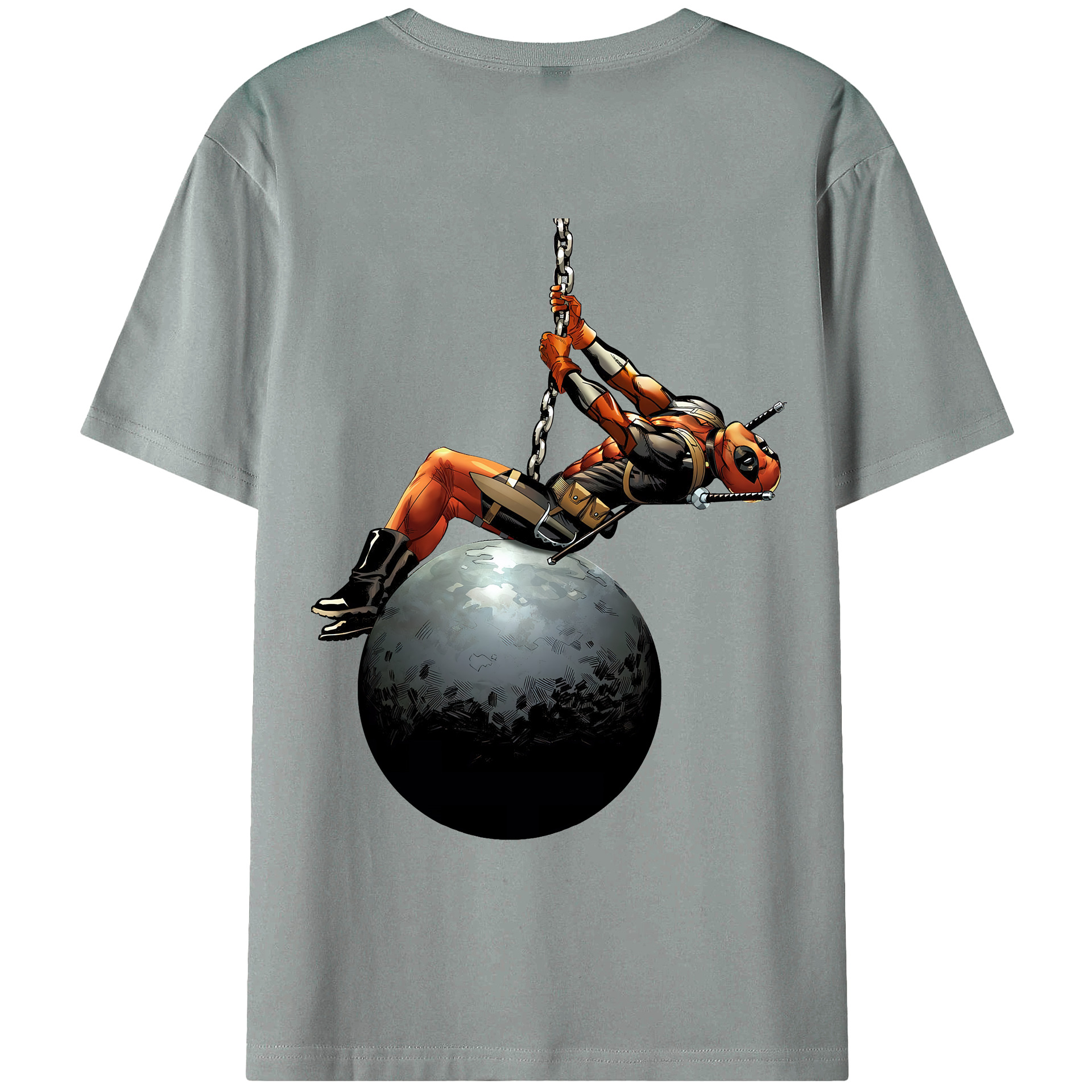 （画像用） Deadpool デッドプール 綿100％ メンズ半袖Tシャツ（バックプリント） 通気性